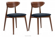Velours Holzstuhl Nussbaum mittel navy blau 2tlg.