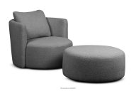 Drehsessel und Pouffe Boucle dunkelgrau