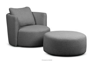 RAGGI, https://konsimo.de/kollektion/raggi/ Drehsessel und Pouffe Boucle dunkelgrau dunkelgrau - Foto