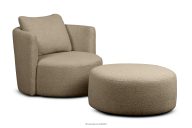 Drehsessel und Pouffe Boucle dunkelbeige