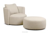 Drehsessel und Pouffe Boucle hellbeige