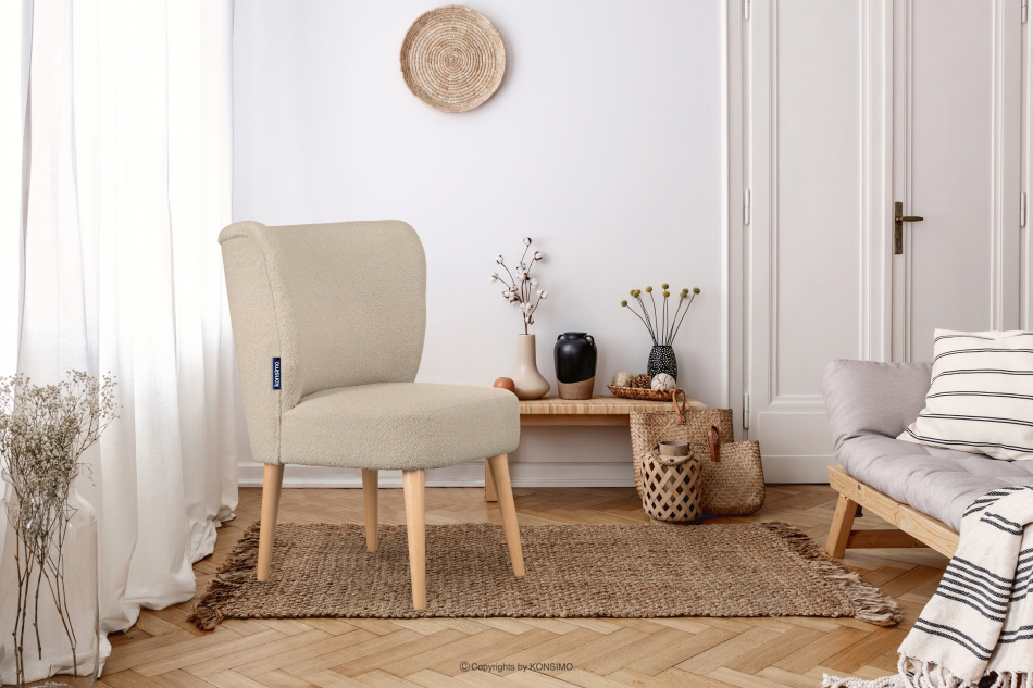 APPA Hochbeiniger Sessel in Stoff beige Bouclé beige/buche - Foto 1