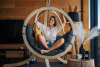 HIGLO Hängender Gartensessel aus Holz, Boho-Graphit ciemny szary - Foto 2