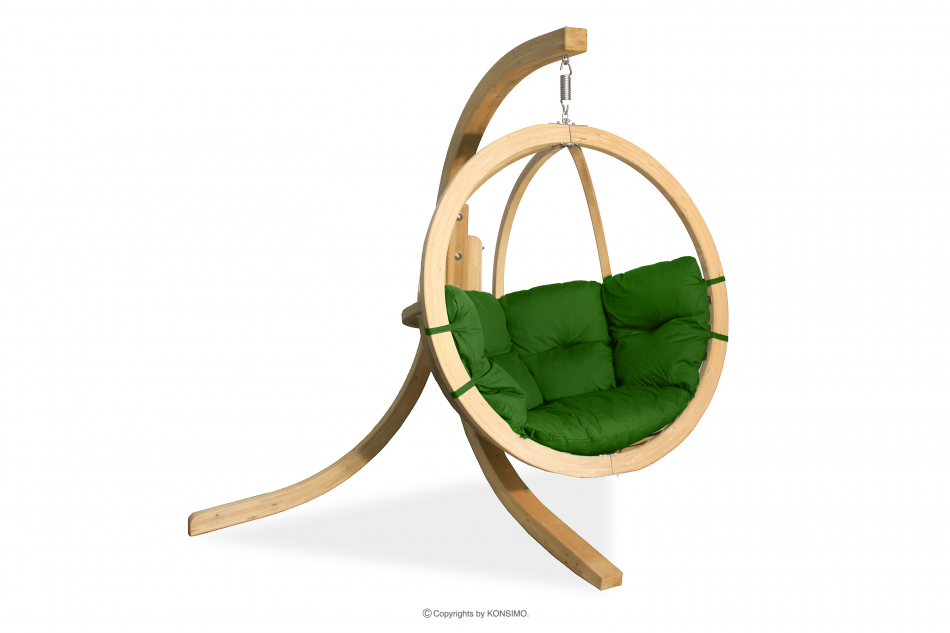 HIGLO Hängender Boho-Sessel auf einem grünen Holzgarten zielony - Foto 2