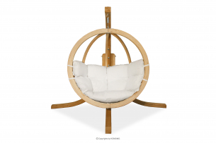 HIGLO, https://konsimo.de/kollektion/higlo/ Cremefarbener Boho-Hängesessel aus Holz für den Garten kremowy - Foto