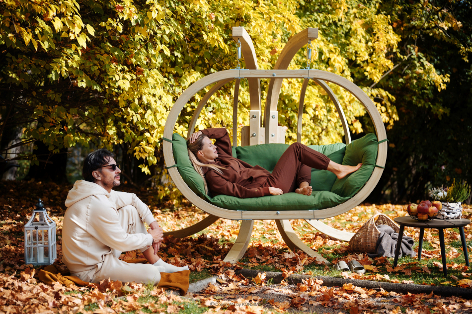 CALLISTO Grüner Garten-Doppelsessel aus Holz zielony - Foto 1