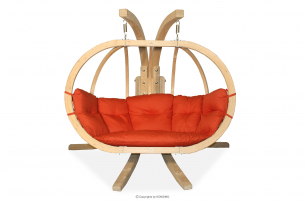 CALLISTO, https://konsimo.de/kollektion/callisto/ Roter zweisitziger hängender Gartensessel aus Holz czerwony - Foto