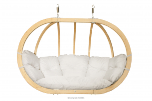 CALLISTO, https://konsimo.de/kollektion/callisto/ Cremefarbener Kokon-Doppel-Hängesessel aus Holz kremowy - Foto