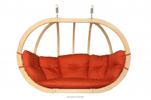CALLISTO, https://konsimo.de/kollektion/callisto/ Roter Kokon-Doppel-Hängesessel aus Holz czerwony - Foto