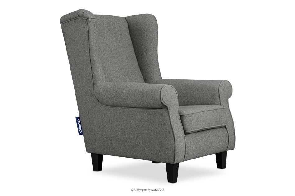 MILES Vintage Ohrensessel mit Holzbeinen grau/schwarz grau/schwarz - Foto 2