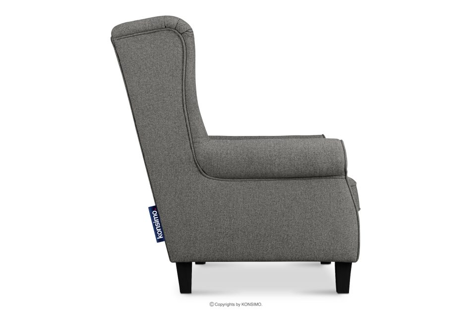 MILES Vintage Ohrensessel mit Holzbeinen grau/schwarz grau/schwarz - Foto 4