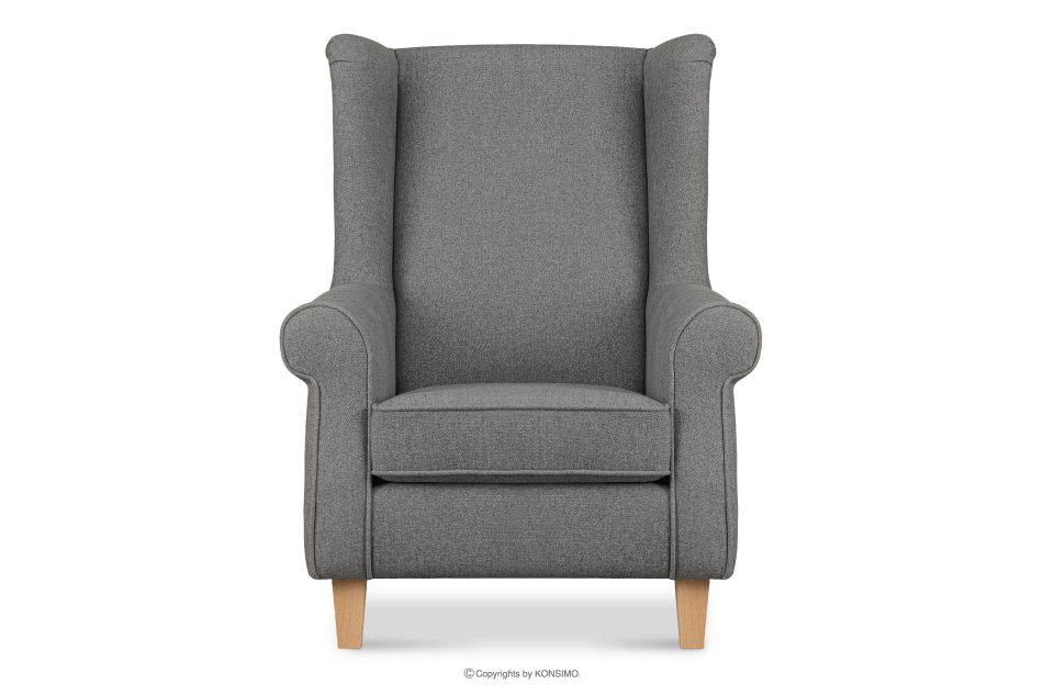 MILES Vintage Ohrensessel auf Holzbeinen grau/ Buche grau/buche - Foto 0