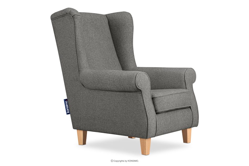 MILES Vintage Ohrensessel auf Holzbeinen grau/ Buche grau/buche - Foto 2