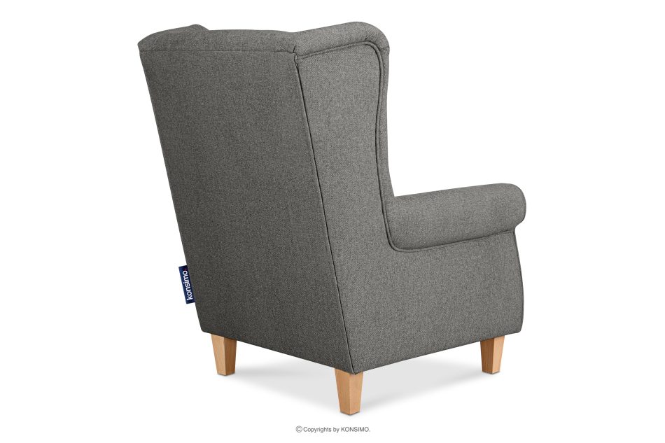 MILES Vintage Ohrensessel auf Holzbeinen grau/ Buche grau/buche - Foto 3