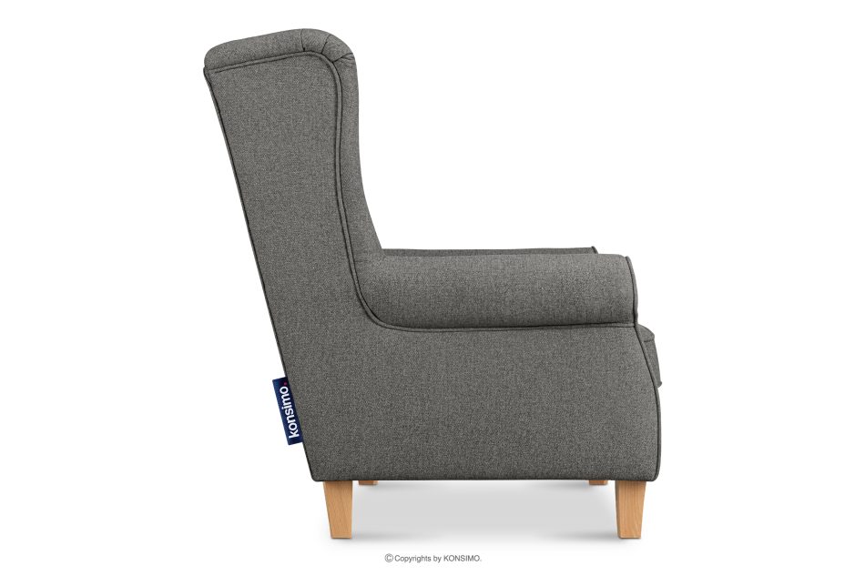 MILES Vintage Ohrensessel auf Holzbeinen grau/ Buche grau/buche - Foto 4