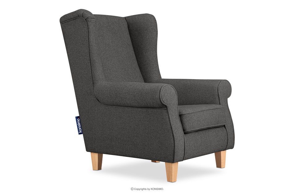 MILES Vintage Ohrensessel mit Holzbeinen graphit/ Buche graphit/buche - Foto 2