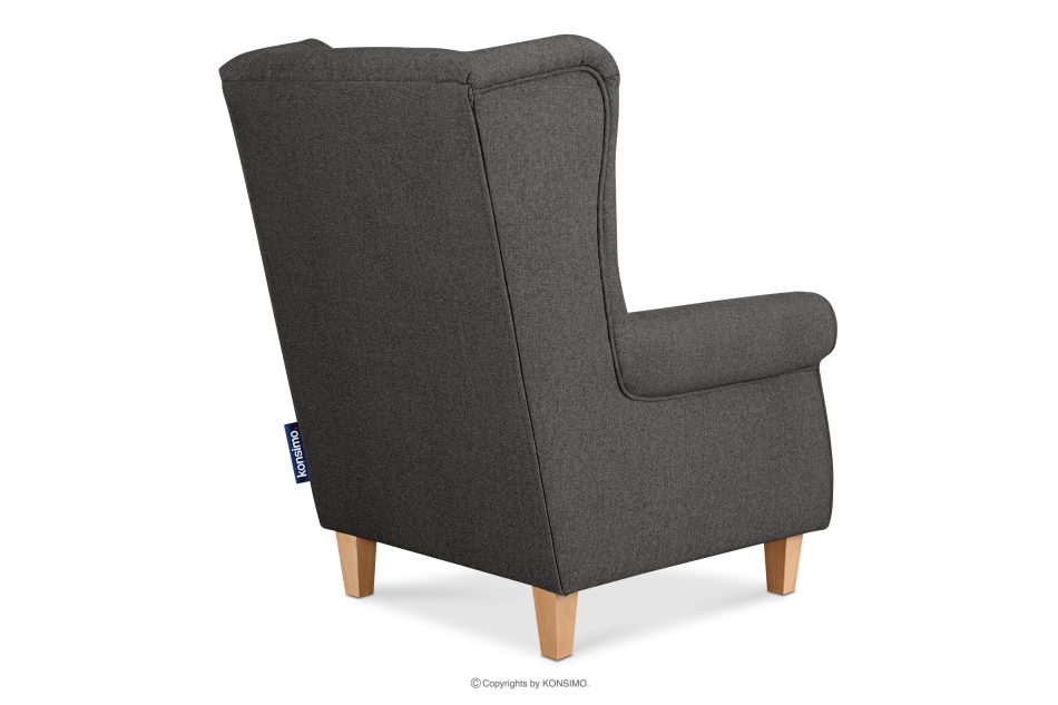 MILES Vintage Ohrensessel mit Holzbeinen graphit/ Buche graphit/buche - Foto 3