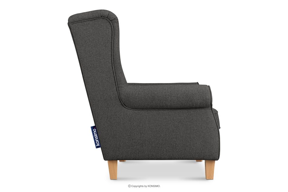 MILES Vintage Ohrensessel mit Holzbeinen graphit/ Buche graphit/buche - Foto 4