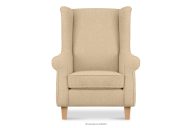 Ohrensessel aus Webstoff creme/buche