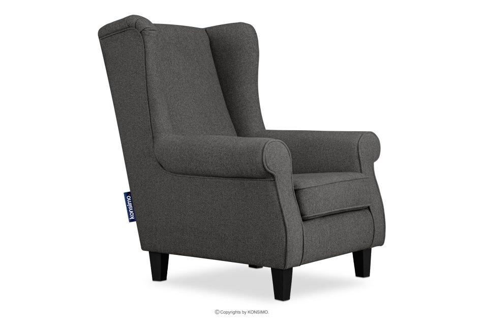 MILES Vintage Ohrensesselmit Holzbeinen graphit/schwarz graphit/schwarz - Foto 2