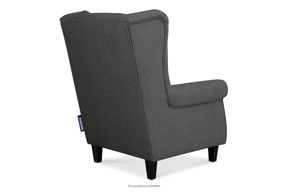 MILES Vintage Ohrensesselmit Holzbeinen graphit/schwarz graphit/schwarz - Foto 3