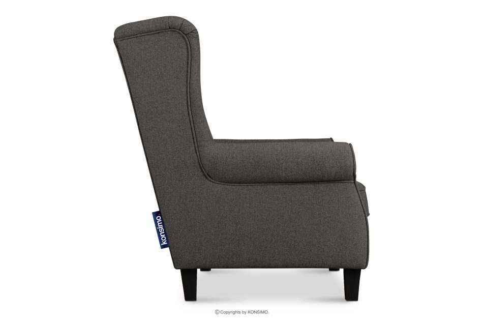 MILES Vintage Ohrensesselmit Holzbeinen graphit/schwarz graphit/schwarz - Foto 4