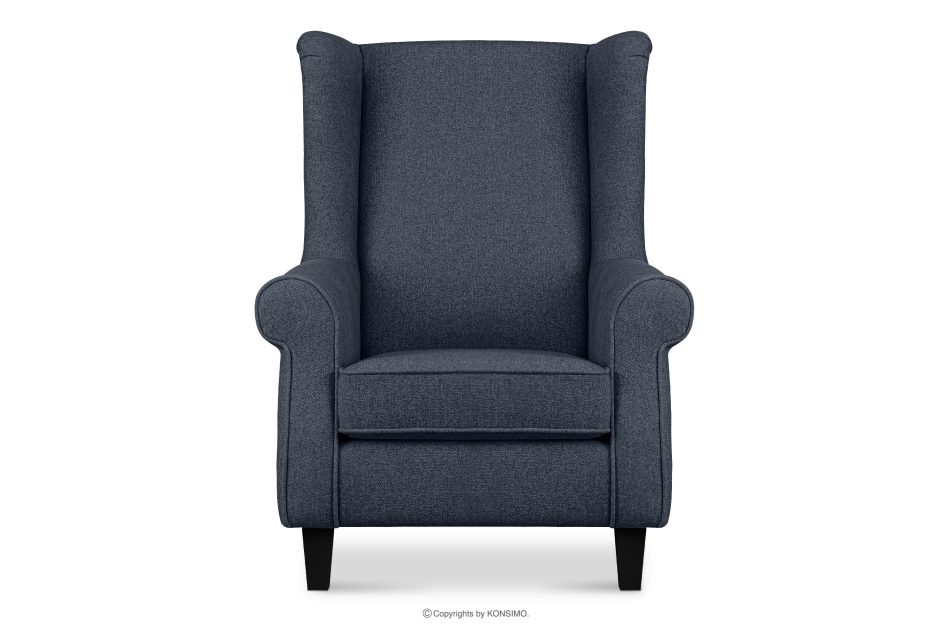 MILES Vintage Ohrensessel auf Holzbeinen marineblau/schwarz marineblau/schwarz - Foto 0