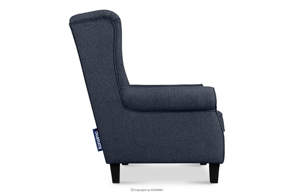 MILES Vintage Ohrensessel auf Holzbeinen marineblau/schwarz marineblau/schwarz - Foto 4