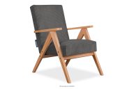 Vintage-Sessel aus Cordstoff dunkelgrau/heller Eiche