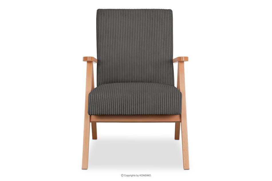 NASET Vintage-Sessel aus Cordstoff dunkelgrau/heller Eiche Dunkelgrau/Eiche hell - Foto 2