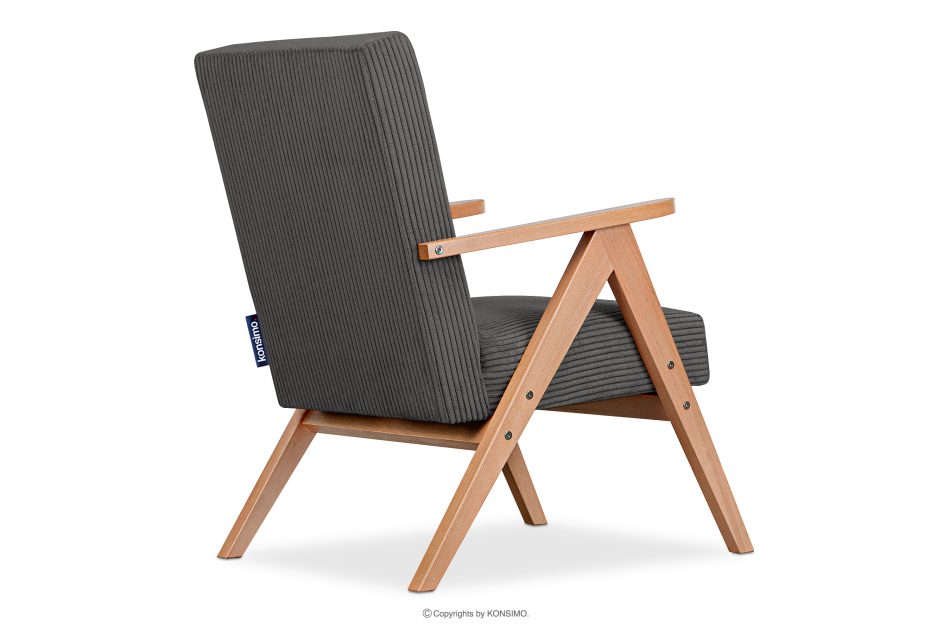 NASET Vintage-Sessel aus Cordstoff dunkelgrau/heller Eiche Dunkelgrau/Eiche hell - Foto 4