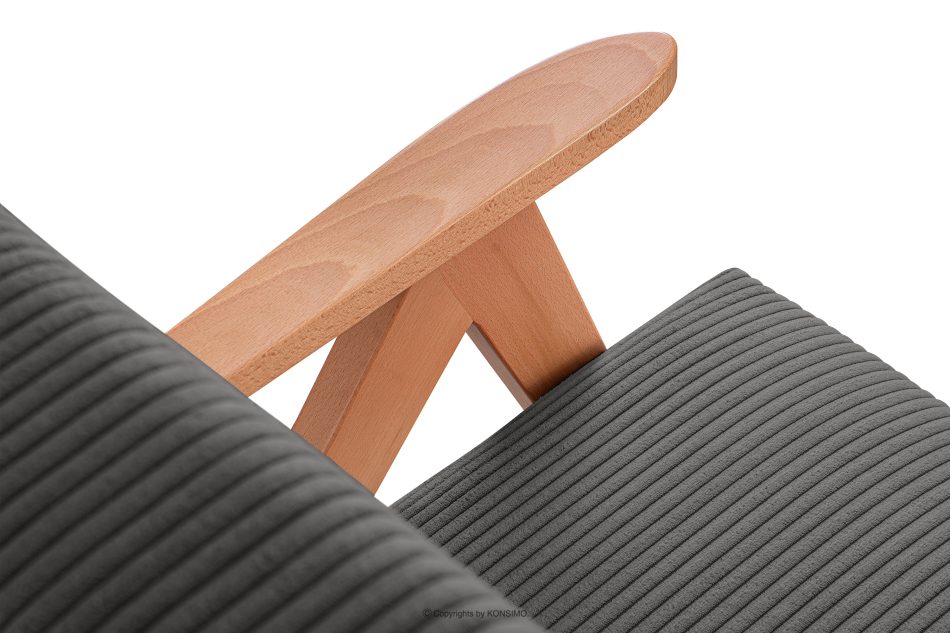 NASET Vintage-Sessel aus Cordstoff dunkelgrau/heller Eiche Dunkelgrau/Eiche hell - Foto 5