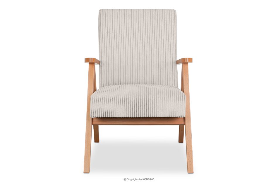 NASET Vintage-Sessel aus Cordstoff creme/heller Eiche Creme/hell Eiche - Foto 2