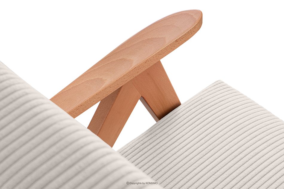 NASET Vintage-Sessel aus Cordstoff creme/heller Eiche Creme/hell Eiche - Foto 5