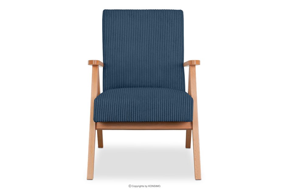 NASET Vintage-Sessel aus Cordstoff dunkelblau/heller Eiche dunkelblau/hell Eiche - Foto 2