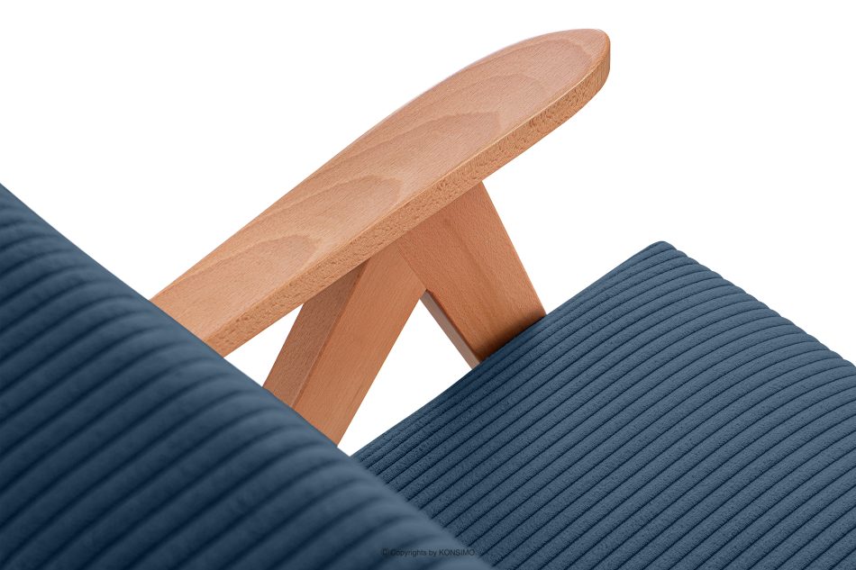 NASET Vintage-Sessel aus Cordstoff dunkelblau/heller Eiche dunkelblau/hell Eiche - Foto 5