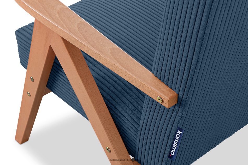 NASET Vintage-Sessel aus Cordstoff dunkelblau/heller Eiche dunkelblau/hell Eiche - Foto 7
