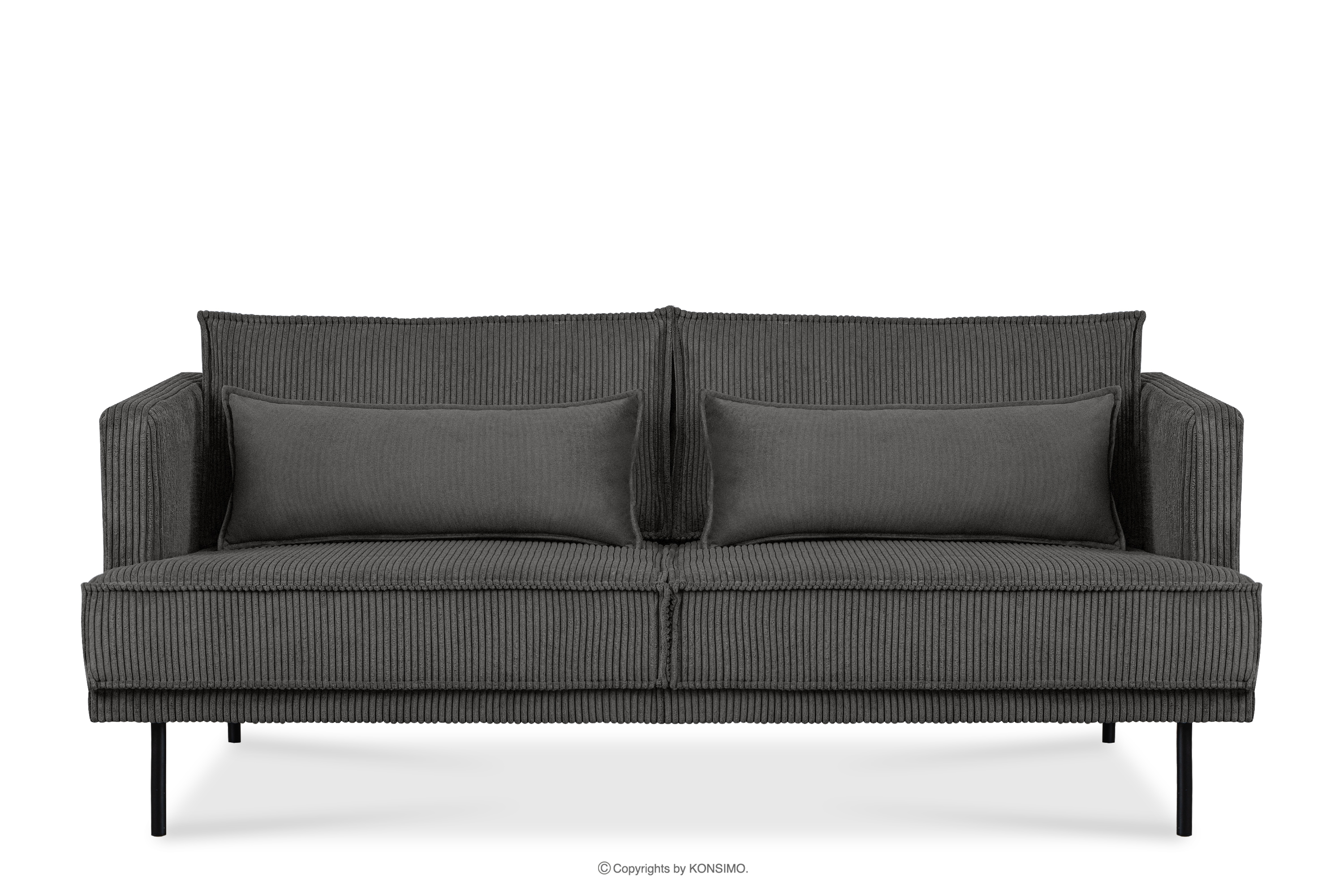 3-Sitzer-Sofa aus Cord mit Kissen aus grauem Velours