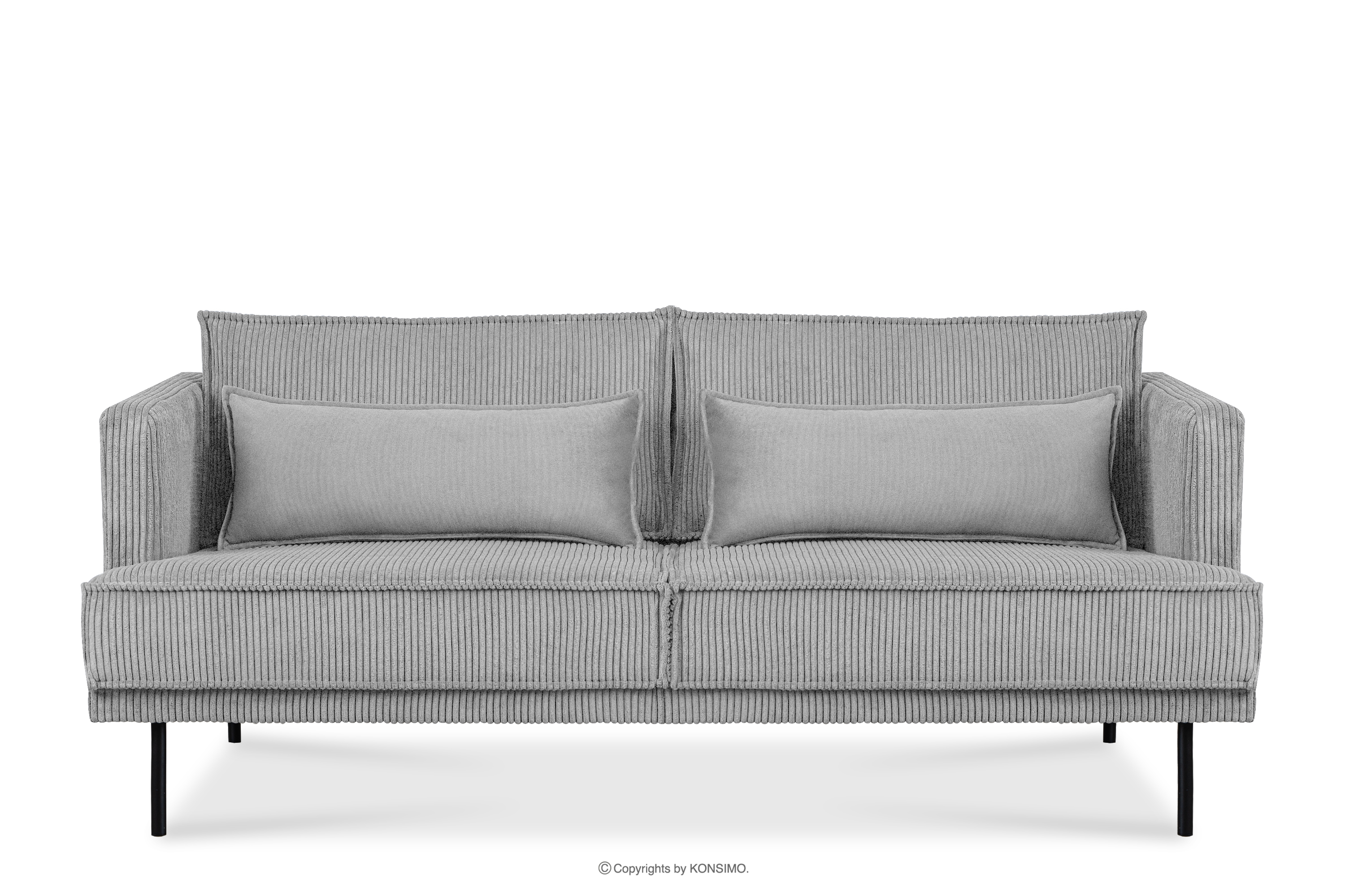 3-Sitzer-Sofa aus Cord mit Kissen Velours hellgrau