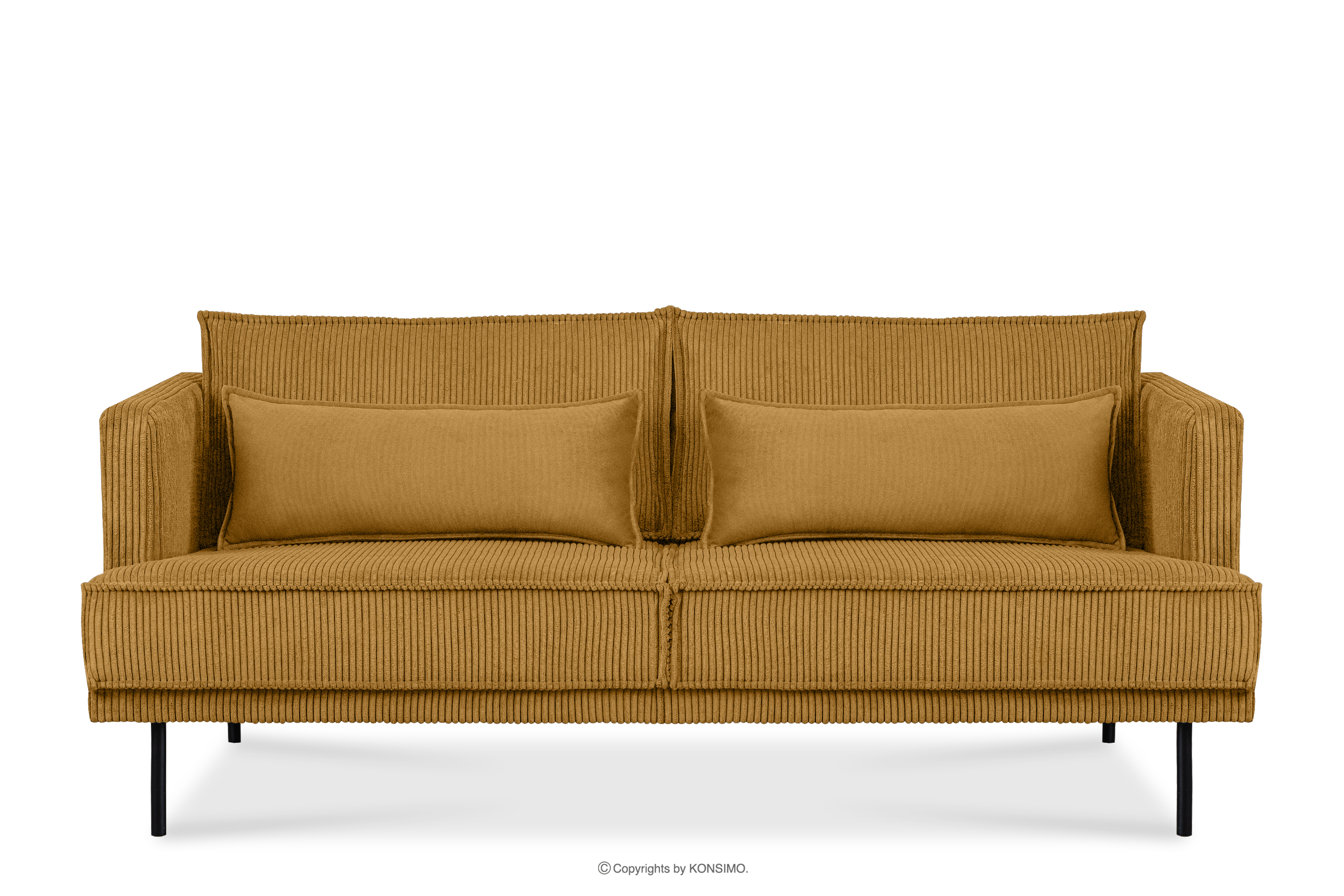3-Sitzer-Sofa in Cord-Stoff mit Kissen Velours gelb