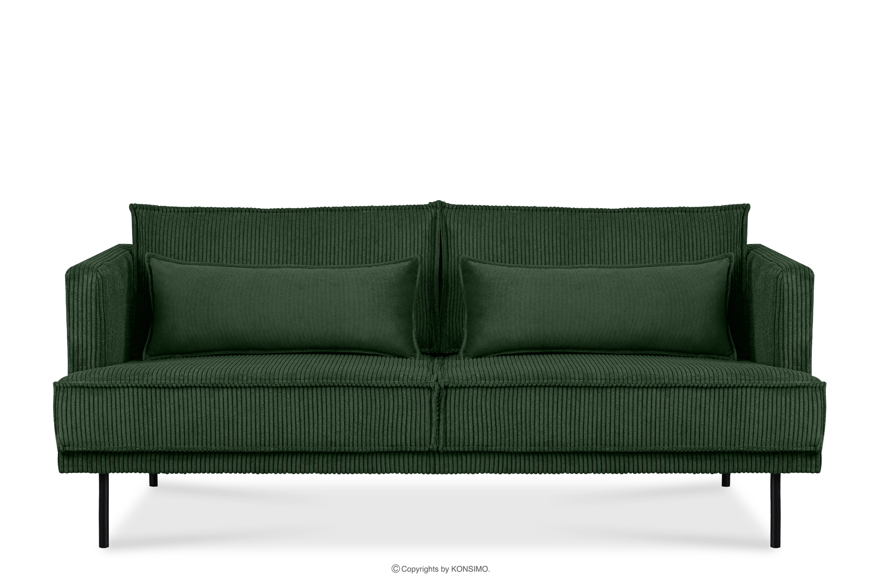 3-Sitzer-Sofa in Cord mit Kissen dunkelgrün Velours