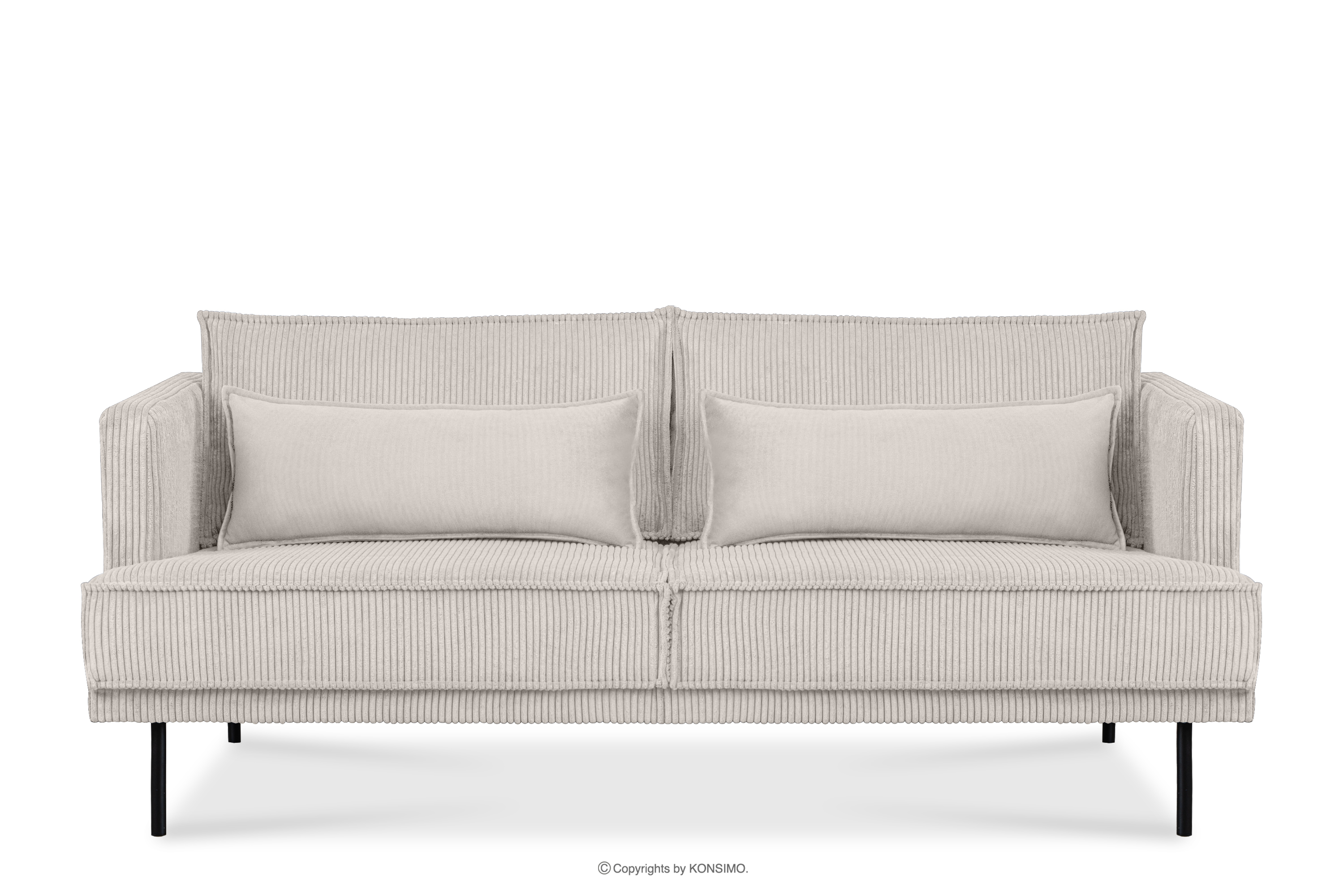 3-Sitzer-Sofa in Cord-Stoff mit Kissen Creme Velours
