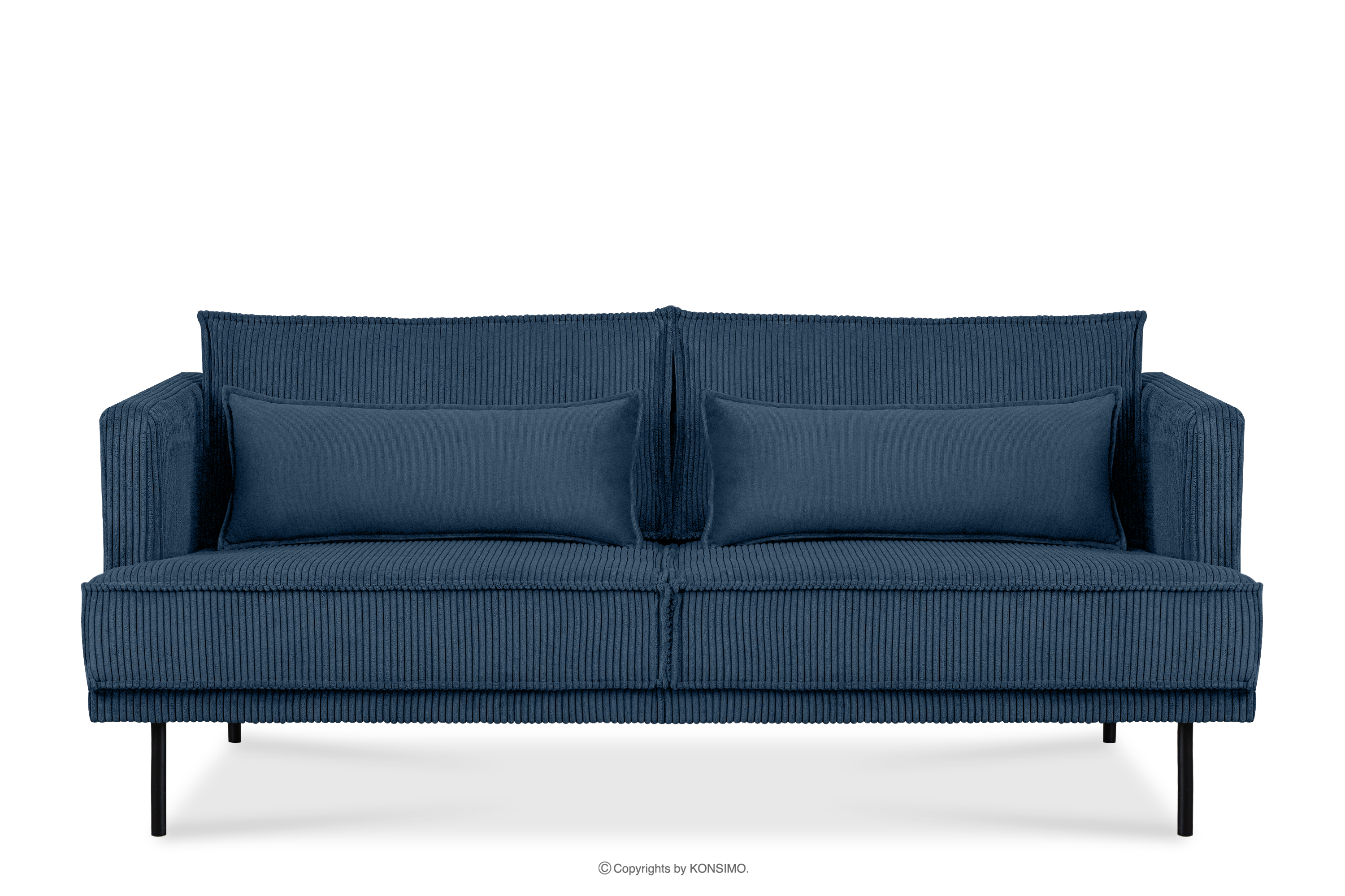 3-Sitzer-Sofa aus Cord mit Kissen navy blue velour