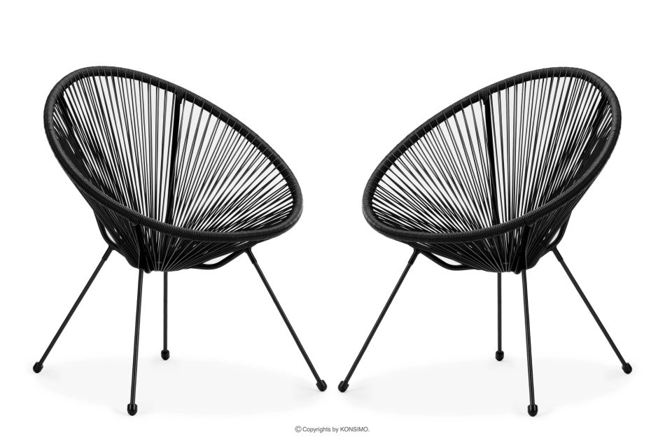 GROSTI Acapulco rattan 2pc sessel set schwarz schwarz - Foto 0