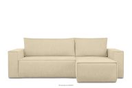 Gewebestoff Ecksofa mit Schlaffunktion dunkelcreme links/rechts