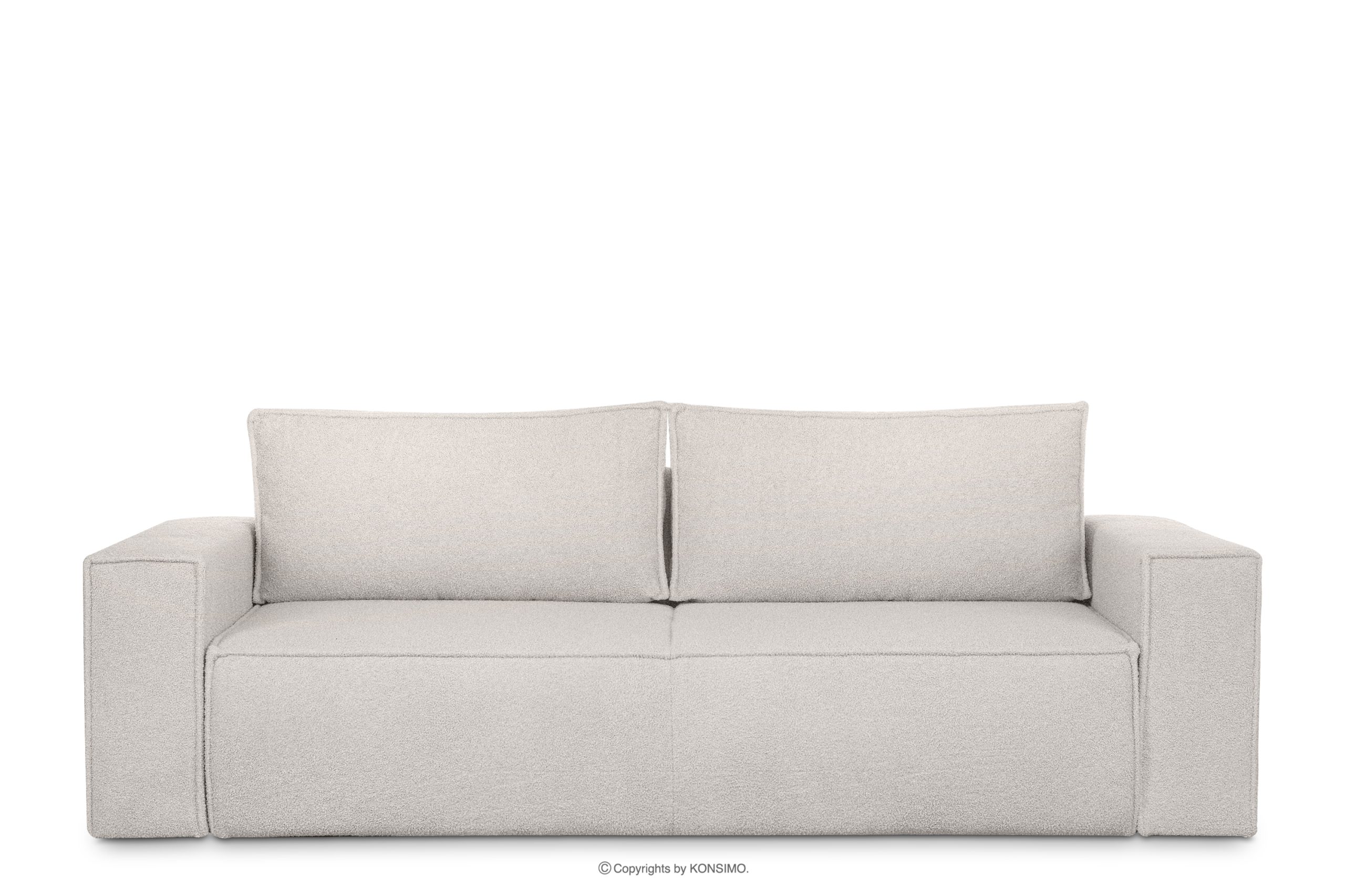 3er-Boucle-Sofa mit Schlaffunktion weiß