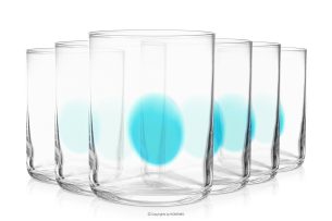 KROG, https://konsimo.de/kollektion/krog/ Glas mit blauem Punkt 6Stk. transparent/blau - Foto