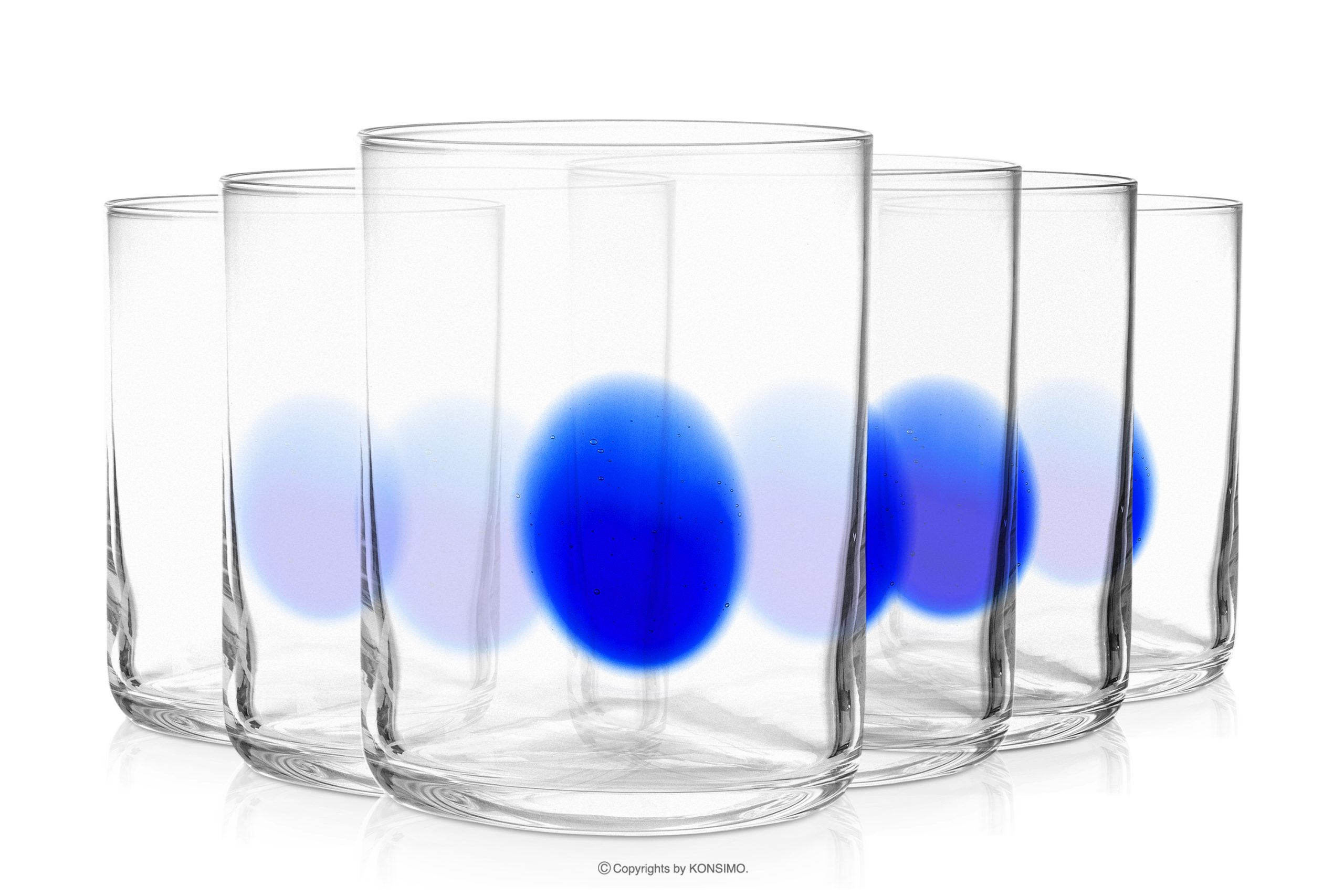 Glas mit dunkelblauem Punkt 6Stk.