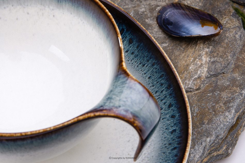 TIME DIM Tasse und Untertasse weiß/braun/blau - Foto 11