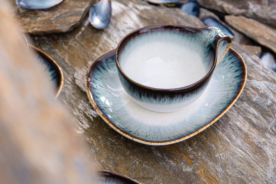 TIME DIM Tasse und Untertasse weiß/braun/blau - Foto 14